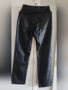New Black Faux Leather Straight-Leg Pants